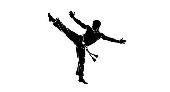 Dynamic Capoeira Practitioner Silhouette