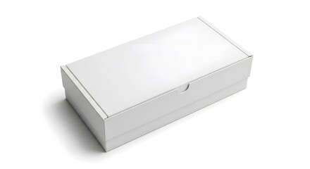 Fototapeta premium White rectangular box with lid on white background