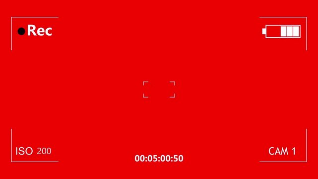  Camera recording screen overlay with alpha channel, Illustrated frame of the video camera screen in 4k resolution on transparent background.