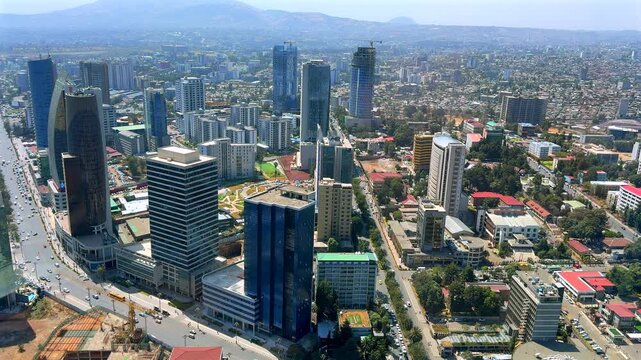 Aerial of Addis Ababa downtown  Ethiopia