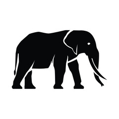 Fototapeta premium Powerful and Majestic Elephant Silhouette Design - A Striking Black and White Icon Representing Wildlife and Nature