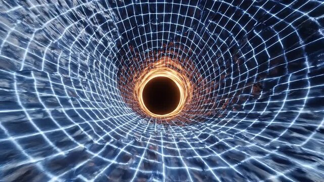 Wormhole tunnel through space time continuum.