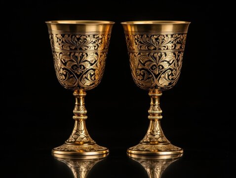 Ornate gold-colored goblets