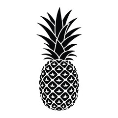 A striking black and white silhouette of a ripe pineapple fruit © firoj