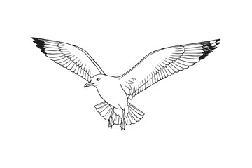 Obraz premium Graceful flight of a stylized white bird in mid-air