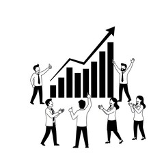 Fototapeta premium Business team celebrating growth and success with rising bar chart