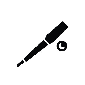 Black silhouette of a rain boot on a white background, simple graphic design