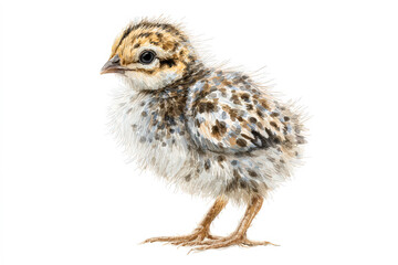 Fototapeta premium Cute Baby Bird with Fluffy Feathers and Spots