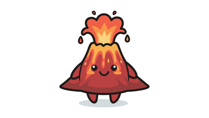 A cute cartoon illustration of a happy erupting volcano with a friendly smile on white background Vector © Diljan Stock