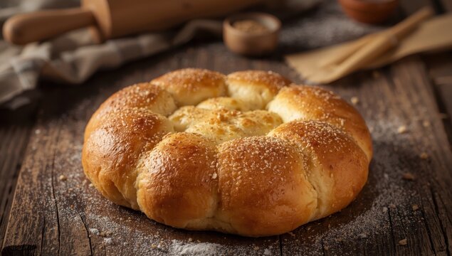 Kolache are a sweet Czech pastry made of yeast dough stuffed with homemade cottage cheese or poppy seeds closeup on the wooden table