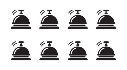 Fototapeta premium Restaurant desk bell symbol set, hotel reception service bell vector icons