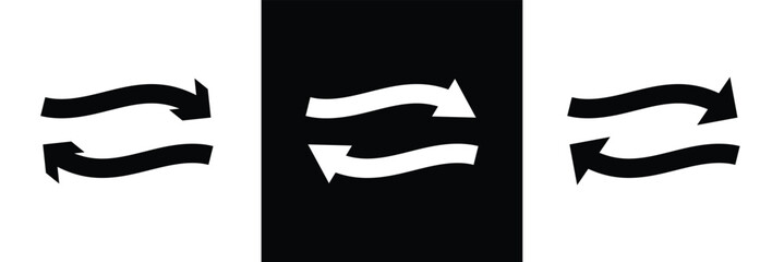 Obraz premium Arrows data transfer icons set, exchange arrow icons. swap icon with two arrows. editable stroke. isolated on white and black background vector illustration. EPS 10 .