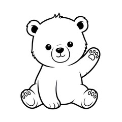 Obraz premium Cute baby bear cub waving hand cartoon illustration on white