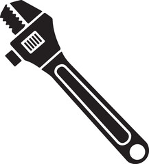 Naklejka premium Adjustable wrench hand tool mechanical repair silhouette icon