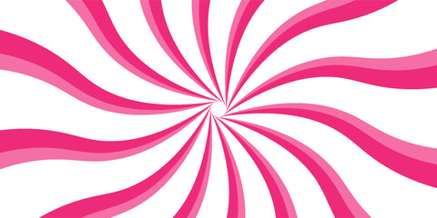Pink white cream candy vector swirl. Candy color 3d sunburst background for summer poster, banner, christmas greeting or invitation card. Sweet rotating. Vector illustration © wahyu