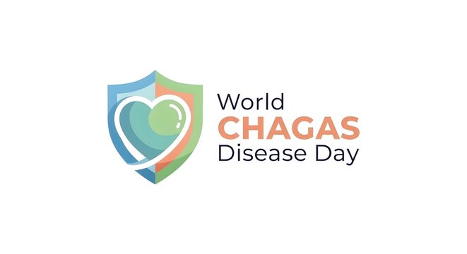World chagas disease day logo with shield and heart