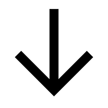 Down short arrow icon for navigation, menus, dropdowns, and UI flow. Perfect for apps, websites, dashboards, and mobile interfaces using sharp, bold, line-style directional graphics.