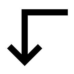 Fototapeta premium Turn left down arrow icon for interface navigation, rerouting, or exit flow. Perfect for apps, websites, dashboards using bold, sharp, line-style commands and directional movement visuals.