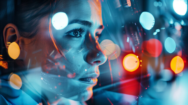 Primer plano con luces y transparencias