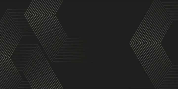 Abstract dark background featuring intricate light grey geometric hexagonal line patterns, creating a modern and technological visual effect