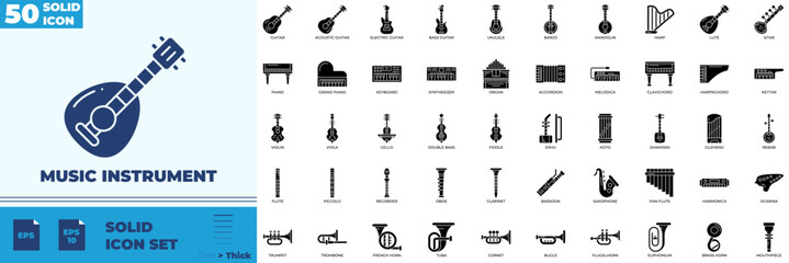 Music Instrument Solid Editable Icons set © Madani Pro