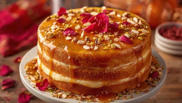 Gulab Jamun Cake - Irresistible fusion dessert, combining rich flavors of traditional Indian sweets with the indulgence of a moist cake. Perfect for celebrations and festive occasions