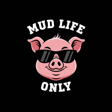 Cartoon pig wearing sunglasses smiling.