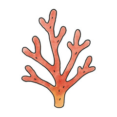 Obraz premium PNG Vibrant watercolor coral illustration.