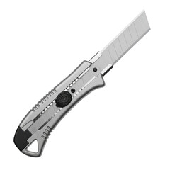 Obraz premium Close-Up of Utility Knife with Retractable Blade on White Background