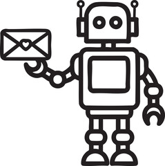 Naklejka premium Robot delivering a letter with a heart a charming illustration