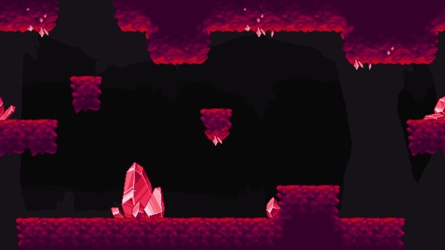 Retro pixel crystal cave parallax game background