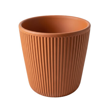 Elegant terracotta pot with ribbed texture for modern decor