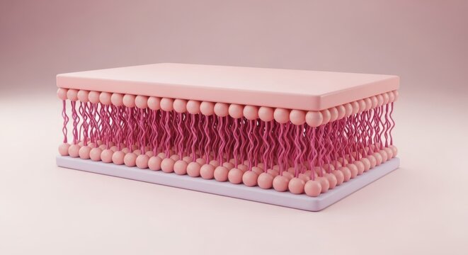 3d illustration of a cell membrane structure model with lipid bilayer and proteins