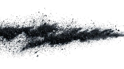 Obraz premium Explosion of Black Powder Particles on a White Background.