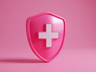 Obraz premium shield insurance icon on a pink isolated background