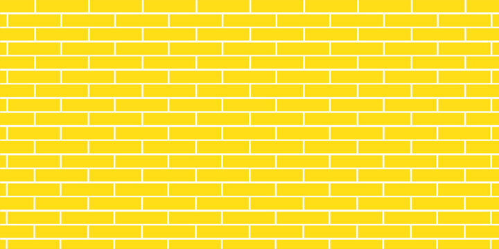 yellow brick wall texture, seamless cladding pattern for interior decoration, kitchen backsplash, plastic panel, building outdoor design. Abstract minimal background, vector flat illustration