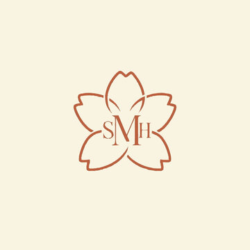 Lotus Flower Logo with Initials SMH.