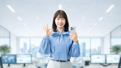 OKサインをする若い女性ビジネスパーソン, Young businesswoman showing an OK sign © Trickster*
