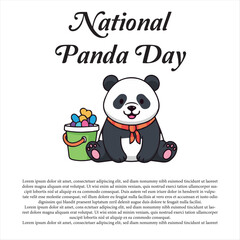 Fototapeta premium Charming illustrated panda character with a festive bucket of heart-shaped sweets, perfect for a joyful occasion