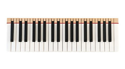 Fototapeta premium Close-up of a Piano Keyboard with Black and White Keys and Red Line