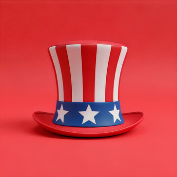 Vintage-style uncle sam top hat with american flag design
