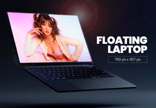 Floating Laptop Screen Mockup