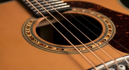 Acoustic Guitar Strings and Sound Hole.