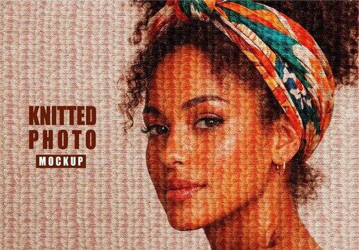 Knitted Wool Photo Effect Mockup