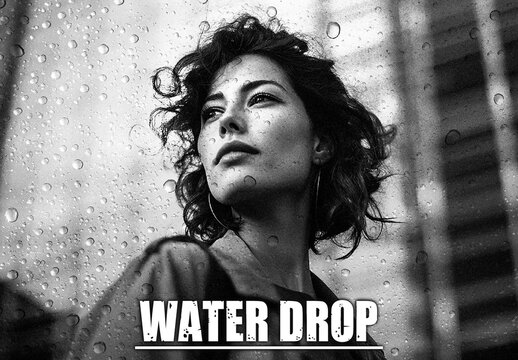 Moody Black White Rain Water Drop Photo Effect