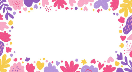 Floral Flourish: A vibrant, artistic floral border design, featuring a colorful array of blossoms and foliage, perfect for adding a touch of nature and elegance to any creative project.