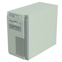 3D rendering illustration of a Vintage PC Case