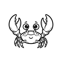 Obraz premium Cute cartoon crab outline illustration on white background