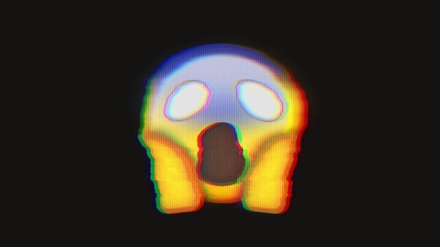 Vintage Face Screaming In Fear Emoji Icon Background
Animated icon of vintage grunge and noise textured animation with face screaming in fear emotion on black background