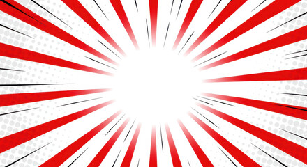 Red Burst comic background: A dynamic, eye-catching comic style burst emanates from a central point, radiating energy and intensity with a blend of vibrant red and striking black.